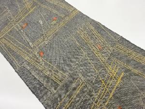 手織り紬抽象模様織出し名古屋帯